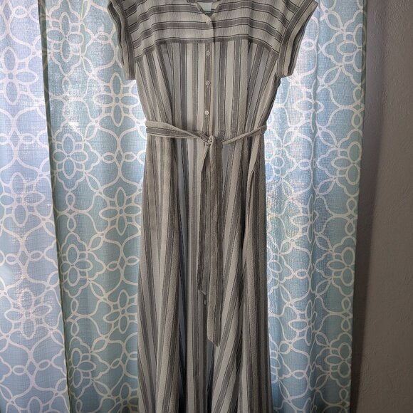 Calvin Klein Striped Belted A-Line Maxi Dress - Picture 3 of 8